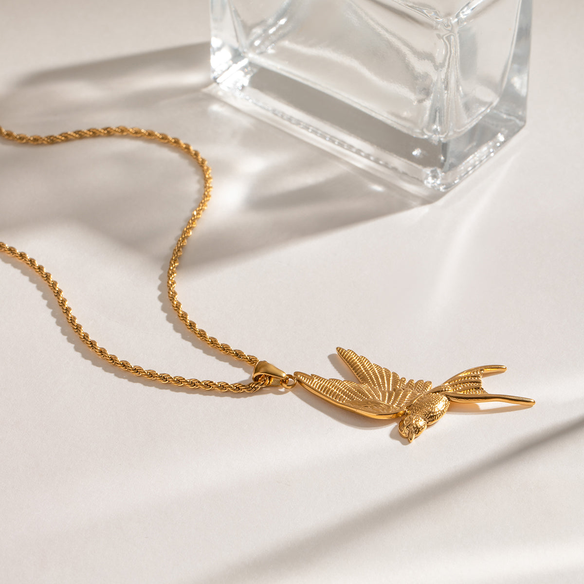 Gold dove rope necklace