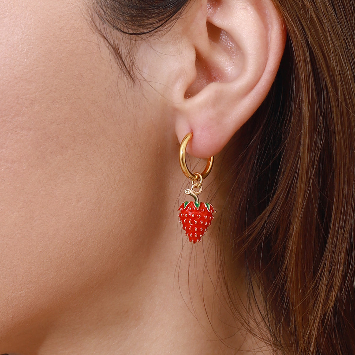 Cute strawberry charm earring