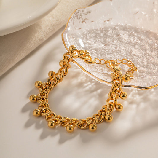 Cuban chain bead tassel bracelet