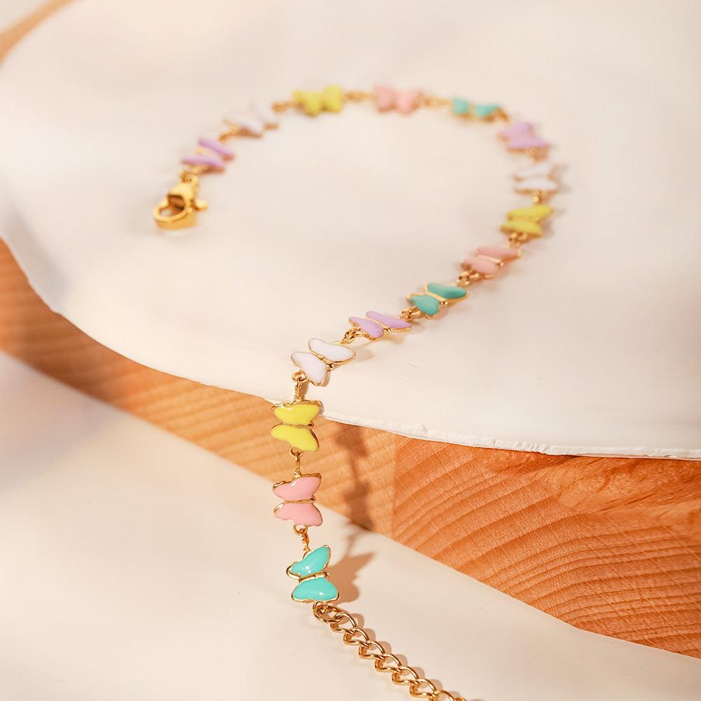 Colorful butterfly chain bracelet