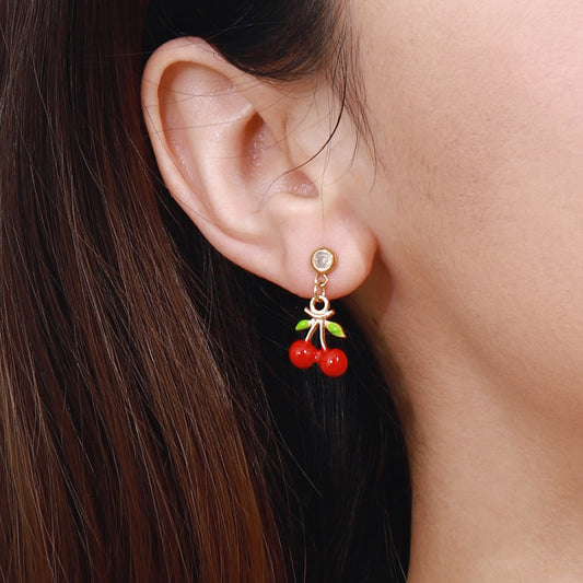 Cherry pedant earring