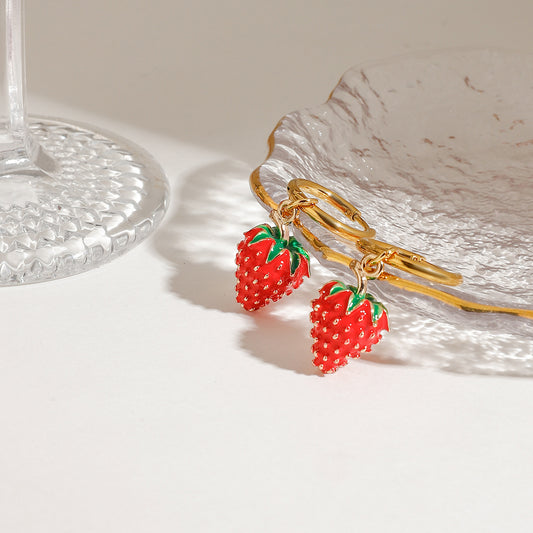 Cute strawberry charm earring